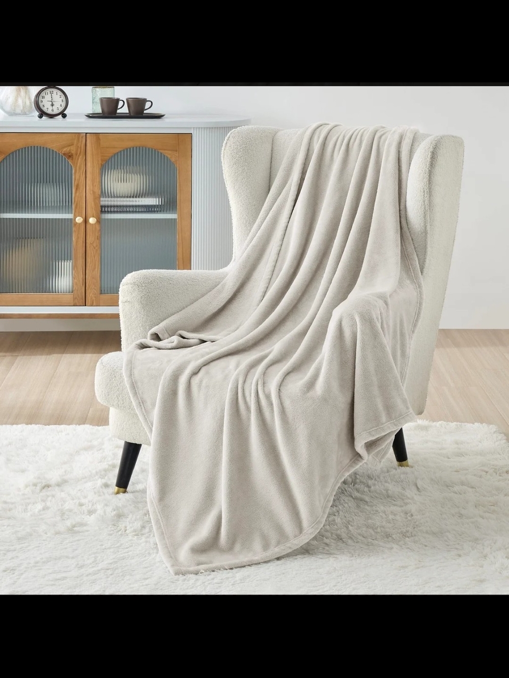 Cozy Plush Throw Blanket - Light Beige